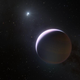 Conceptual image of the newly discovered exoplanet, with its two host stars in the background.